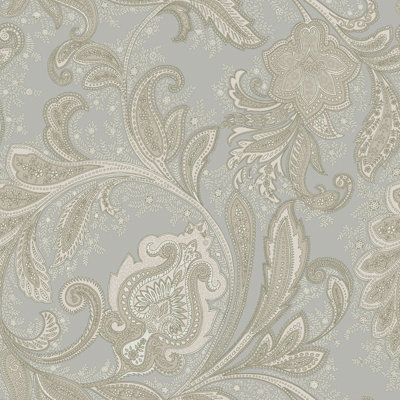 Galerie Elegance Silver Paisley A4 Wallpaper Sample Dwp0355-04 from B&Q