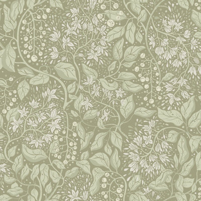 Galerie Fagring Floral Green A4 Wallpaper Sample from B&Q
