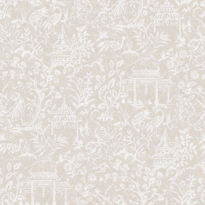 Galerie Secret Garden Beige Botanical Toile A4 Wallpaper Sample from B&Q