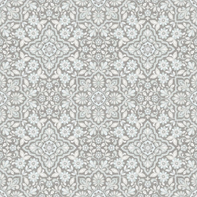 Galerie Homestyle Blue Grey Floral Tile Smooth A4 Wallpaper Sample from B&Q