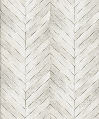 Galerie Organic Textures Cream Chevron Wood Textured A4 Wallpaper Sample from B&Q