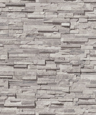 Galerie Silver Grey Graceful Granite Motif A4 Wallpaper Sample from B&Q
