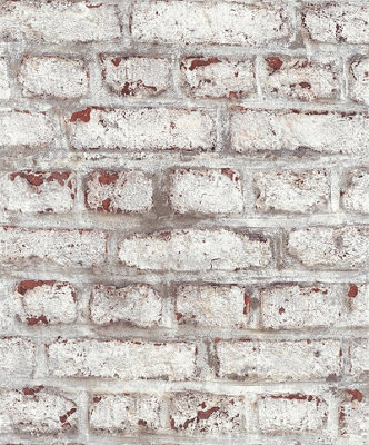 Galerie White Coastal Brick Effect Motif A4 Wallpaper Sample from B&Q