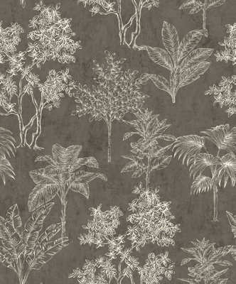 Galerie Zen Silver Grey Tree Leaf Dwp0361-05 A4 Wallpaper Sample from B&Q