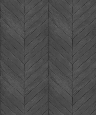 Galerie Organic Textures Black Chevron Wood Textured A4 Wallpaper Sample from B&Q