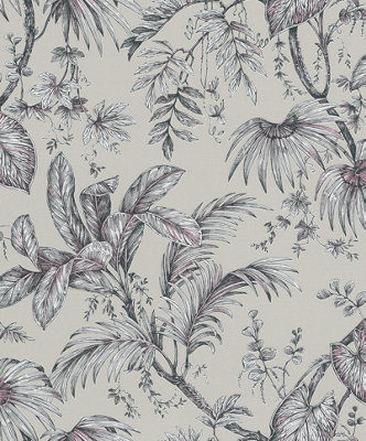 Galerie Paste The Wall Natural And Black Botanical A4 Wallpaper Sample from B&Q