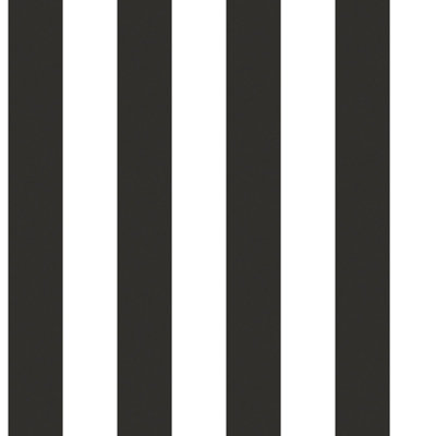 Galerie Smart Stripes 2 Black Awning Stripe Smooth A4 Wallpaper Sample from B&Q