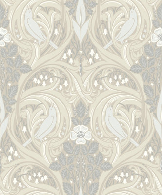 Galerie Arts And Crafts Cream Patterned A4 Wallpaper Sample from B&Q