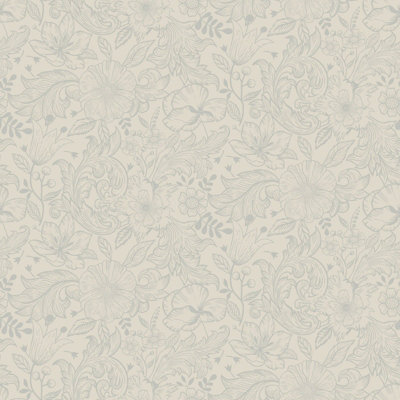 Galerie Sommarang White Mono Flora A4 Wallpaper Sample from B&Q