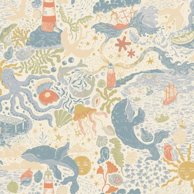 Galerie Resan Blue Havet Nautical A4 Wallpaper Sample from B&Q