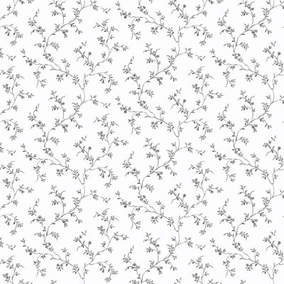 Galerie Pretty Prints Black Allisons Floral Trail A4 Wallpaper Sample from B&Q