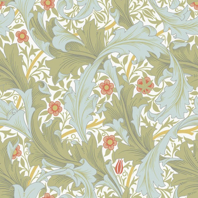 Galerie Hidden Treasures Blue Floral Granville Leaf A4 Wallpaper Sample from B&Q