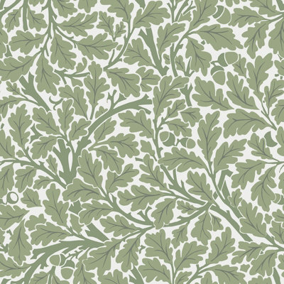 Galerie Hidden Treasures Green Oak Tree Leaf A4 Wallpaper Sample from B&Q