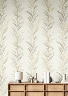 Galerie Ornamenta Grey Leaf Flourish Wallpaper A4 Sample from B&Q