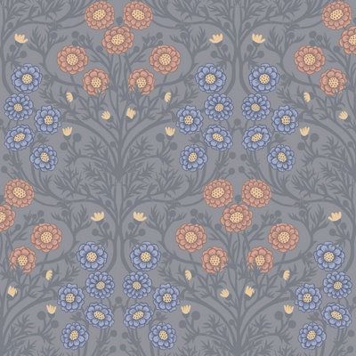 Galerie Ekbacka Collection Grey Bellis Delicate Floral Trail A4 Wallpaper Sample from B&Q