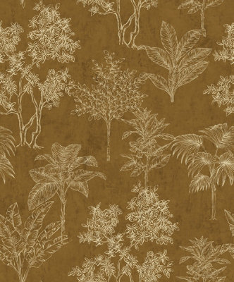 Galerie Zen Gold Tree Leaf Dwp0361-04 A4 Wallpaper Sample from B&Q