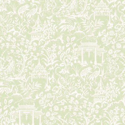 Galerie Secret Garden Green Botanical Toile A4 Wallpaper Sample from B&Q
