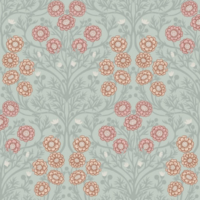 Galerie Ekbacka Collection Light Green Bellis Delicate Floral Trail A4 Wallpaper Sample from B&Q