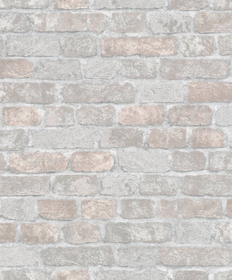 Galerie Industrial Effects Cream Glass Stone Brick Effect A4 Wallpaper Sample from B&Q