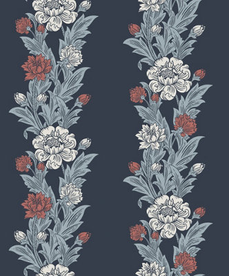 Galerie Arts And Crafts Blue Patterned A4 Wallpaper Sample from B&Q