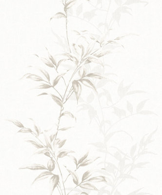 Galerie Industrial Effects Beige Floral Leaf Stem A4 Wallpaper Sample from B&Q