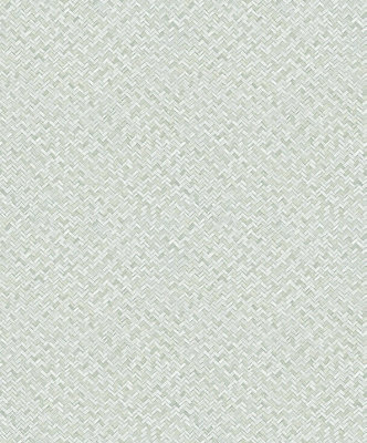 Galerie Flora Green Herringbone Weave A4 Wallpaper Sample from B&Q