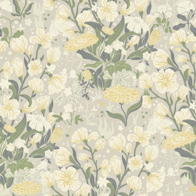 Galerie Fagring Floral Grey A4 Wallpaper Sample from B&Q