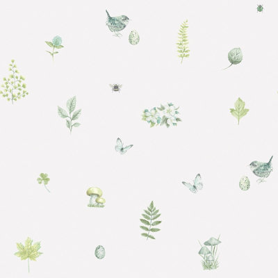 Galerie Just Kitchens White Meadow Spot A4 Wallpaper Sample from B&Q