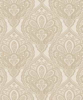 Galerie Emporium Gold Mehndi Damask Embossed A4 Wallpaper Sample from B&Q