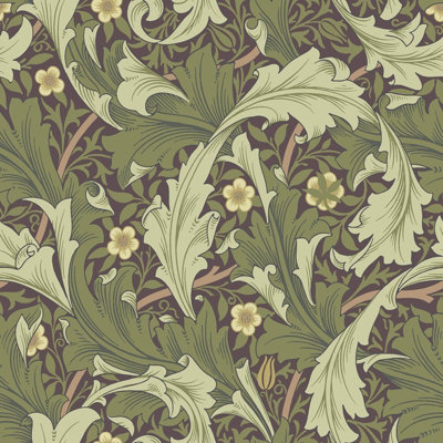 Galerie Hidden Treasures Purple Floral Granville Leaf A4 Wallpaper Sample from B&Q