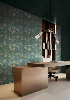 Galerie Ornamenta Green Leaf Flourish Wallpaper A4 Sample from B&Q