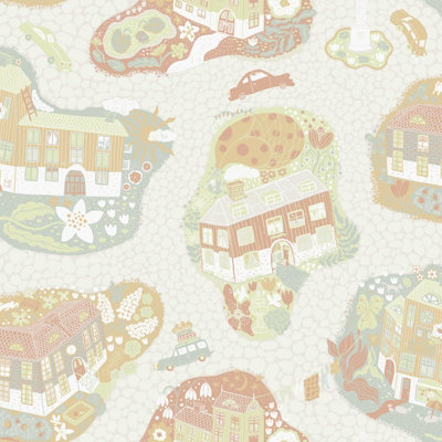 Galerie Resan Grey Green Staden Town A4 Wallpaper Sample from B&Q
