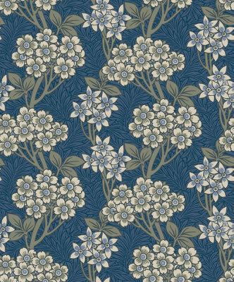 Galerie Arts And Crafts Blue Patterned A4 Wallpaper Sample from B&Q