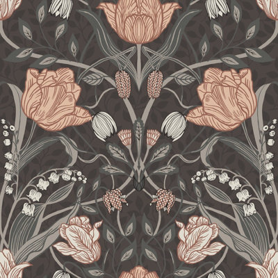 Galerie Apelviken 2 Brown Blush Floral Woodland Smooth A4 Wallpaper Sample from B&Q