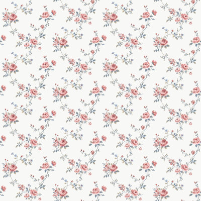Galerie Miniatures 3 Blue Floral A4 Wallpaper Sample from B&Q