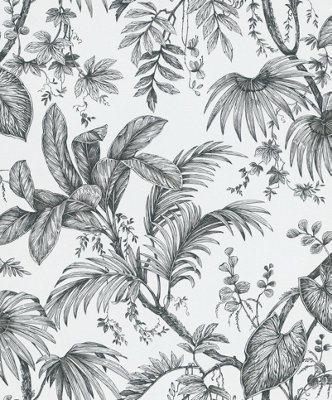 Galerie Paste The Wall Black And White Botanical A4 Wallpaper Sample from B&Q