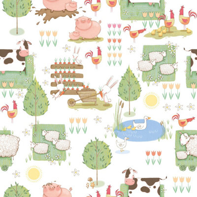 Galerie Tiny Tots 2 Primary Farmland Smooth A4 Wallpaper Sample from B&Q
