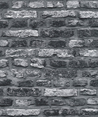 Galerie Silver Grey Brickshire Residents Motif A4 Wallpaper Sample from B&Q