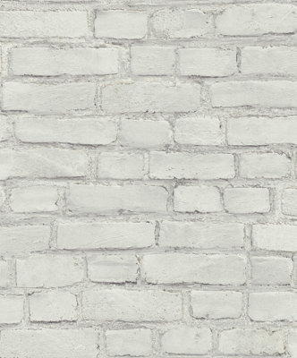 Galerie White Coastal Brick Effect Motif A4 Wallpaper Sample from B&Q