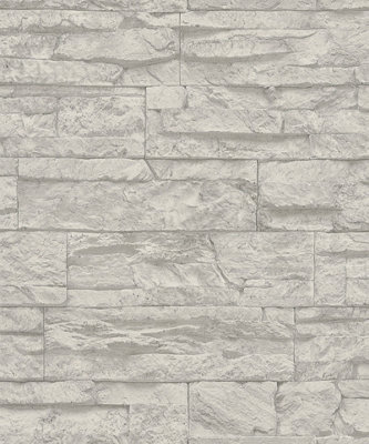 Galerie Silver Grey Graceful Granite Motif A4 Wallpaper Sample from B&Q