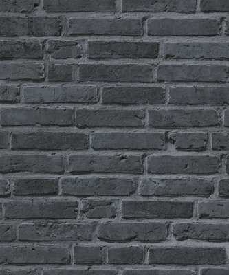 Galerie Silver Grey Brickshire Residents Motif A4 Wallpaper Sample from B&Q