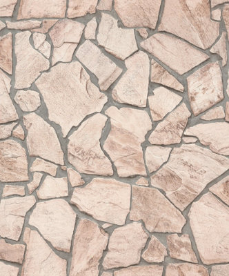 Galerie Beige Claystone Cottage Motif A4 Wallpaper Sample from B&Q