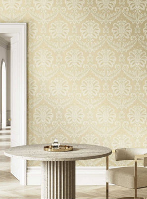 Galerie Ornamenta Beige Traditional Damask Wallpaper A4 Sample from B&Q