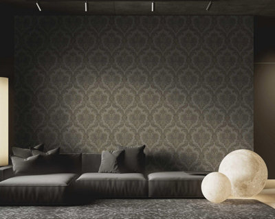 Galerie Ornamenta Grey Floral Damask Wallpaper A4 Sample from B&Q