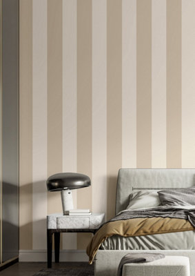 Galerie Ornamenta Beige Wide Stripe Wallpaper A4 Sample from B&Q