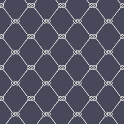 Galerie Deauville 2 Navy Blue White Nautical Rope Smooth A4 Wallpaper Sample from B&Q