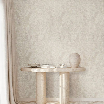 Galerie Cerra Cream Fleur Damask Wallpaper A4 Sample from B&Q