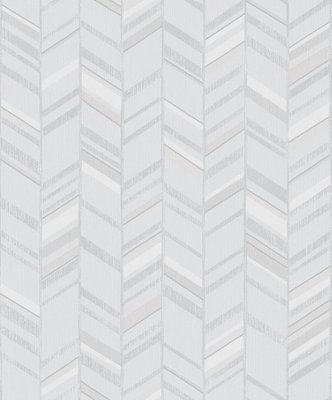 Galerie Special Fx Silver Grey Glitter Chevrons Embossed A4 Wallpaper Sample from B&Q