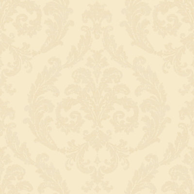 Galerie Palazzo Cream Silk Damask Embossed A4 Wallpaper Sample from B&Q