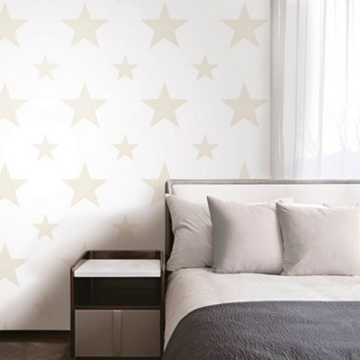 Galerie Style Sisters Double Star Beige Cream Ss21253 Wallpaper from B&Q